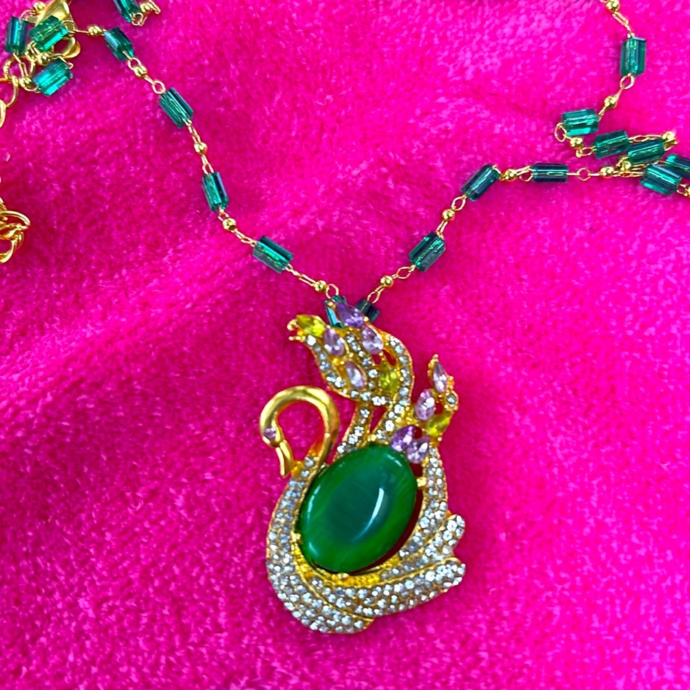Swan Costume Jewelry Necklace with Pendant